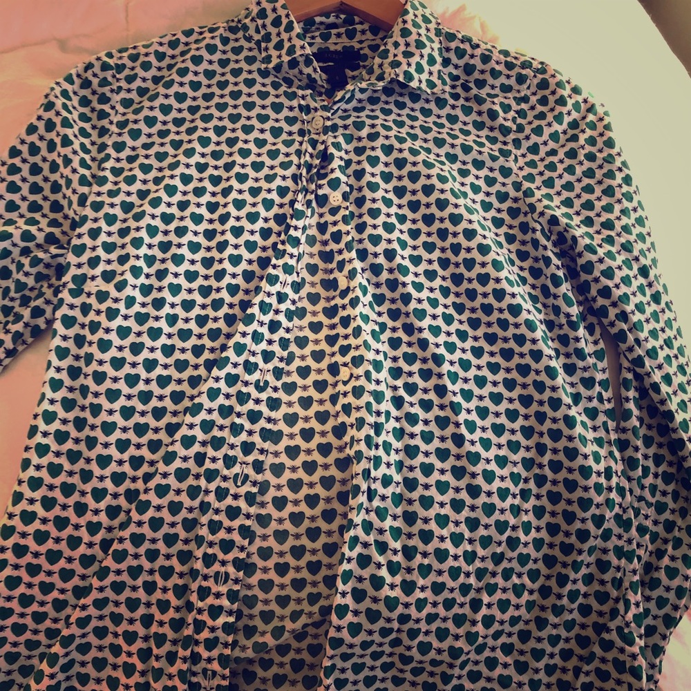 JCrew Green heart button down